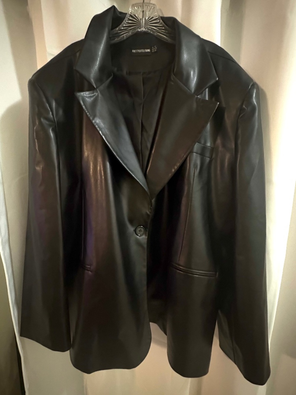 Women's Plus Size Faux Leather Jacket-Pretty Little Thing Brand-SIZE US 26